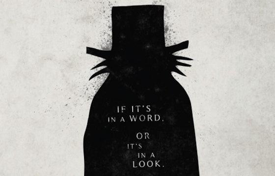 Babadook-Poster mit Silhouette auf weißem Grund.